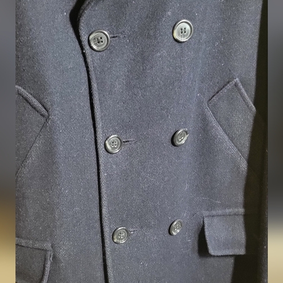 Vintage London Fog Mens Wool Pea  Coat Double Breasted Navy Blue Size 44R - Picture 2 of 9